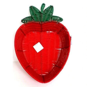 New Strawberry Woven Storage Basket Summer Pool Party BBQ Red & Green